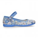 LIBERTY cotton canvas little Mary Jane shoes with back strap.