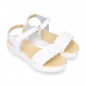 BRAIDED Laminated leather girl sandal shoes.