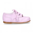 LILAC Nappa leather ENGLISH style shoes with laces with tassels.