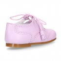 LILAC Nappa leather ENGLISH style shoes with laces with tassels.