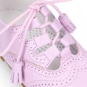 LILAC Nappa leather ENGLISH style shoes with laces with tassels.