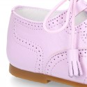 LILAC Nappa leather ENGLISH style shoes with laces with tassels.