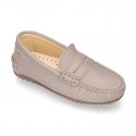 EXTRA SOFT nappa leather Kids moccasin shoes with detail mask.