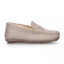 EXTRA SOFT nappa leather Kids moccasin shoes with detail mask.