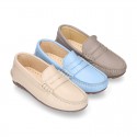 EXTRA SOFT nappa leather Kids moccasin shoes with detail mask.