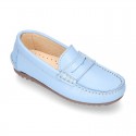 EXTRA SOFT nappa leather Kids moccasin shoes with detail mask.