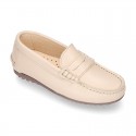 Mocasín niños con antifaz en piel EXTRA SUAVE.