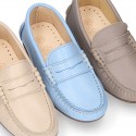 EXTRA SOFT nappa leather Kids moccasin shoes with detail mask.