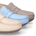 EXTRA SOFT nappa leather Kids moccasin shoes with detail mask.