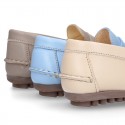 EXTRA SOFT nappa leather Kids moccasin shoes with detail mask.