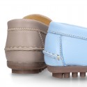 EXTRA SOFT nappa leather Kids moccasin shoes with detail mask.