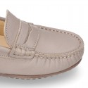 EXTRA SOFT nappa leather Kids moccasin shoes with detail mask.