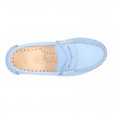 EXTRA SOFT nappa leather Kids moccasin shoes with detail mask.