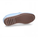 EXTRA SOFT nappa leather Kids moccasin shoes with detail mask.