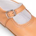 CAMEL Nappa leather Girl Mary Jane shoes with buckle fastening.