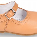 CAMEL Nappa leather Girl Mary Jane shoes with buckle fastening.