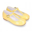 Girl T-Strap Mary Jane shoes in SOFT PATENT leather in pastel colors.