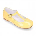 Girl T-Strap Mary Jane shoes in SOFT PATENT leather in pastel colors.