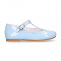 Girl T-Strap Mary Jane shoes in SOFT PATENT leather in pastel colors.