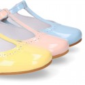 Girl T-Strap Mary Jane shoes in SOFT PATENT leather in pastel colors.