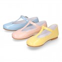 Girl T-Strap Mary Jane shoes in SOFT PATENT leather in pastel colors.