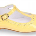 Girl T-Strap Mary Jane shoes in SOFT PATENT leather in pastel colors.