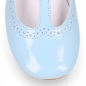 Girl T-Strap Mary Jane shoes in SOFT PATENT leather in pastel colors.