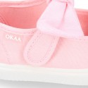 Cotton Canvas girl Mary Jane shoes Sneaker style laceless with BOW.