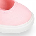 Cotton Canvas girl Mary Jane shoes Sneaker style laceless with BOW.