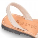 Shinny Soft leather Girl menorquinas sandal shoes with rear strap.