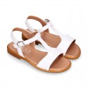 WHITE Patent Leather Girl T-Strap Sandal shoes for girls.