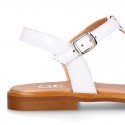 WHITE Patent Leather Girl T-Strap Sandal shoes for girls.