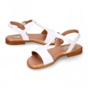 WHITE Patent Leather Girl T-Strap Sandal shoes for girls.