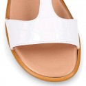 WHITE Patent Leather Girl T-Strap Sandal shoes for girls.