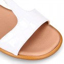 WHITE Patent Leather Girl T-Strap Sandal shoes for girls.