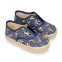 SKELETONS design cotton canvas Kids Sneaker style espadrille shoes.