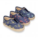 SKELETONS design cotton canvas Kids Sneaker style espadrille shoes.