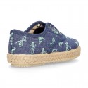 SKELETONS design cotton canvas Kids Sneaker style espadrille shoes.