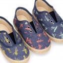 SKELETONS design cotton canvas Kids Sneaker style espadrille shoes.