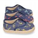 SKELETONS design cotton canvas Kids Sneaker style espadrille shoes.