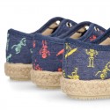 SKELETONS design cotton canvas Kids Sneaker style espadrille shoes.