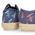 SKELETONS design cotton canvas Kids Sneaker style espadrille shoes.