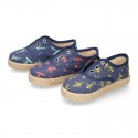 SKELETONS design cotton canvas Kids Sneaker style espadrille shoes.