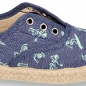 SKELETONS design cotton canvas Kids Sneaker style espadrille shoes.