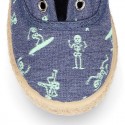 SKELETONS design cotton canvas Kids Sneaker style espadrille shoes.