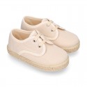 Kids PANAMA Cotton canvas Laces up shoes Espadrille style design.