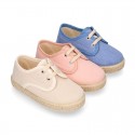 Kids PANAMA Cotton canvas Laces up shoes Espadrille style design.