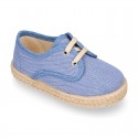 Kids PANAMA Cotton canvas Laces up shoes Espadrille style design.