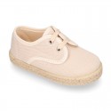 Kids PANAMA Cotton canvas Laces up shoes Espadrille style design.