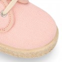 Kids PANAMA Cotton canvas Laces up shoes Espadrille style design.